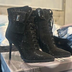 Jennifer Lopez Black Sparkle Heeled Boots